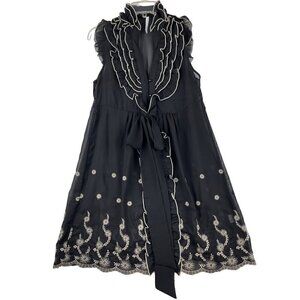 BIZZ Dress women’s medium black/ white trim/embroidery relaxed